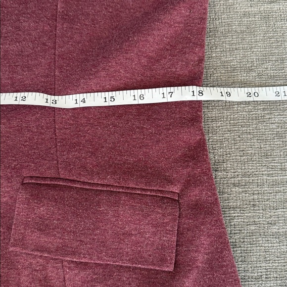 Anthropologie Cartonnier Maroon Burgundy Knit V-Neck Single Button Blazer Jacket - Picture 6 of 9